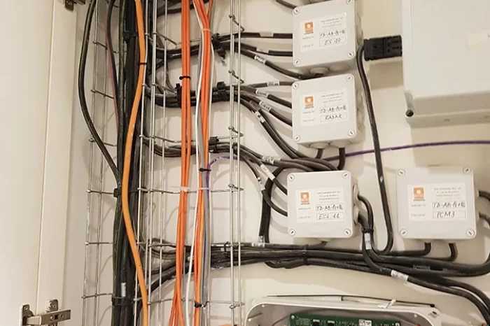 Dettaglio impianto di sicurezza installato presso show room Balmain, Parigi (Francia)